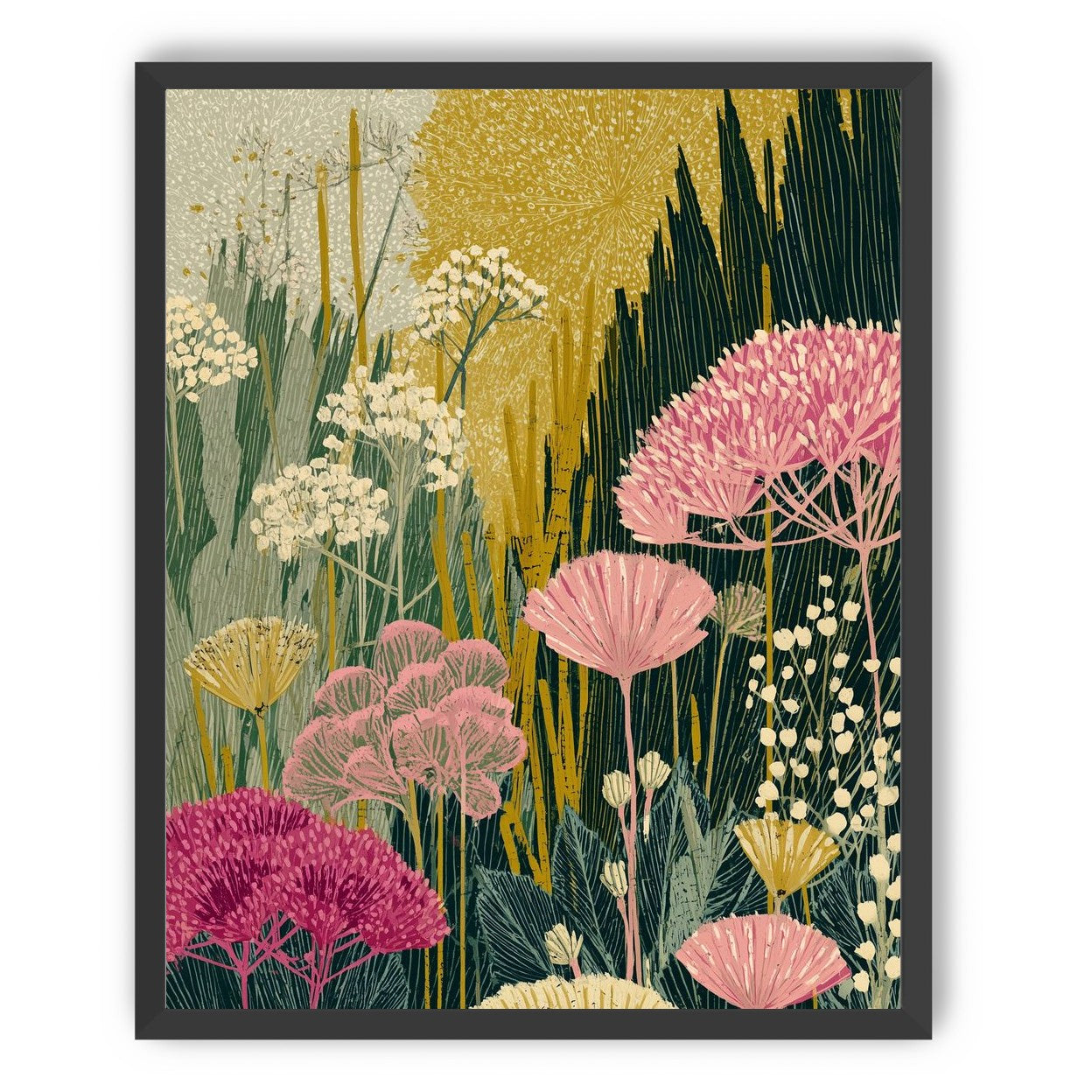 Wildflowers pressing into dusk