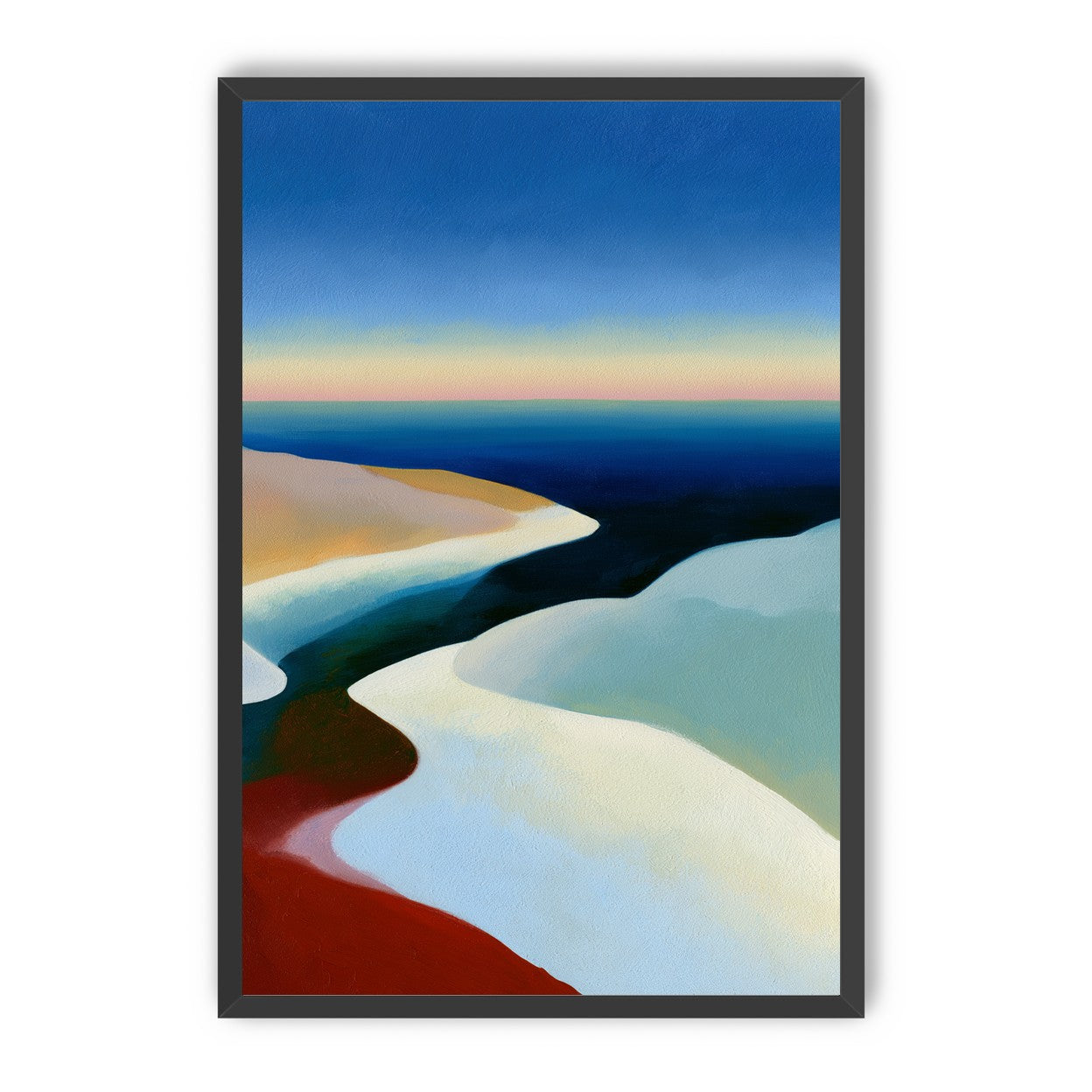Blue sky over white dunes