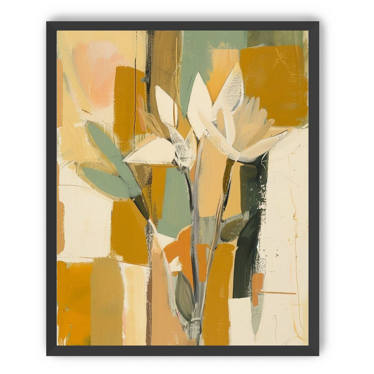 White flowers in ochre light