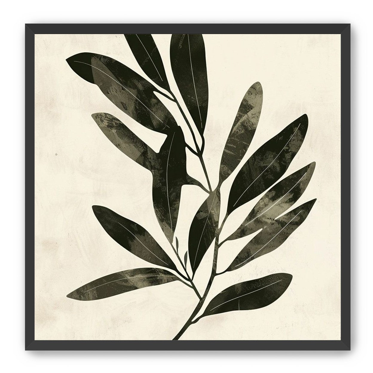 Charcoal leaves on ivory paper