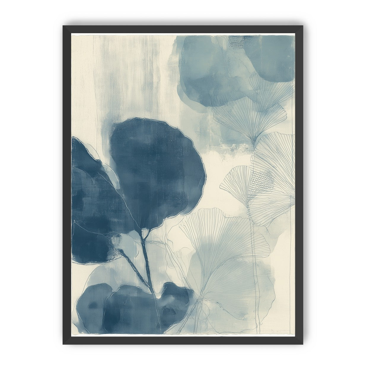Indigo leaves on cream paper
