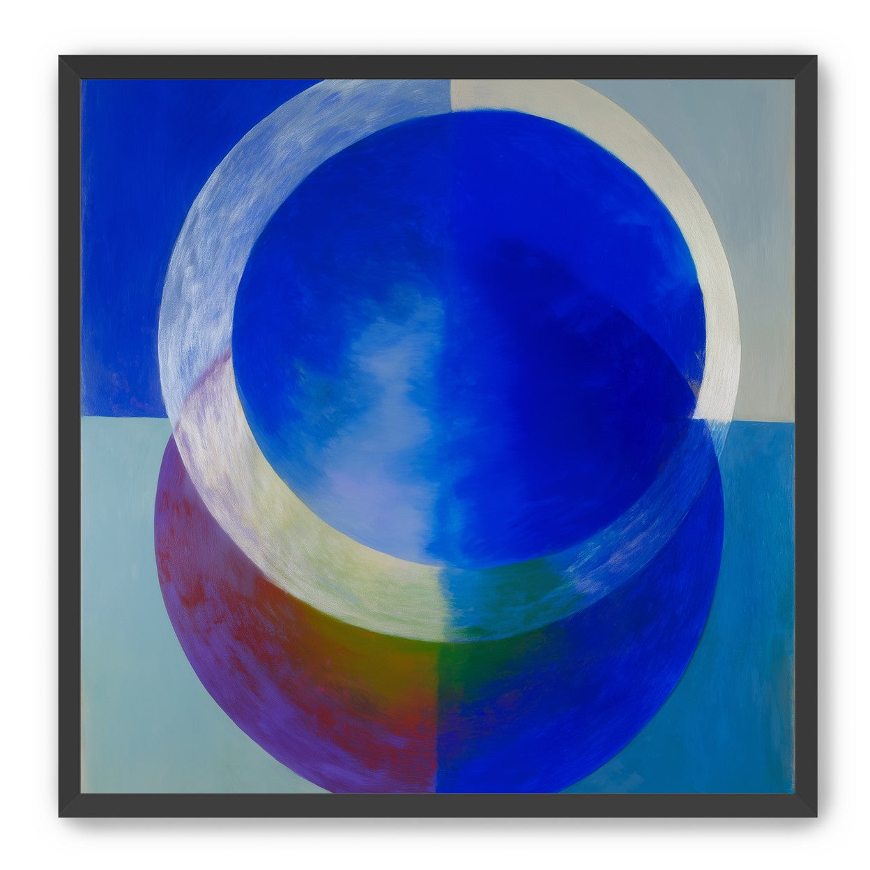 Pale arc across blue circle