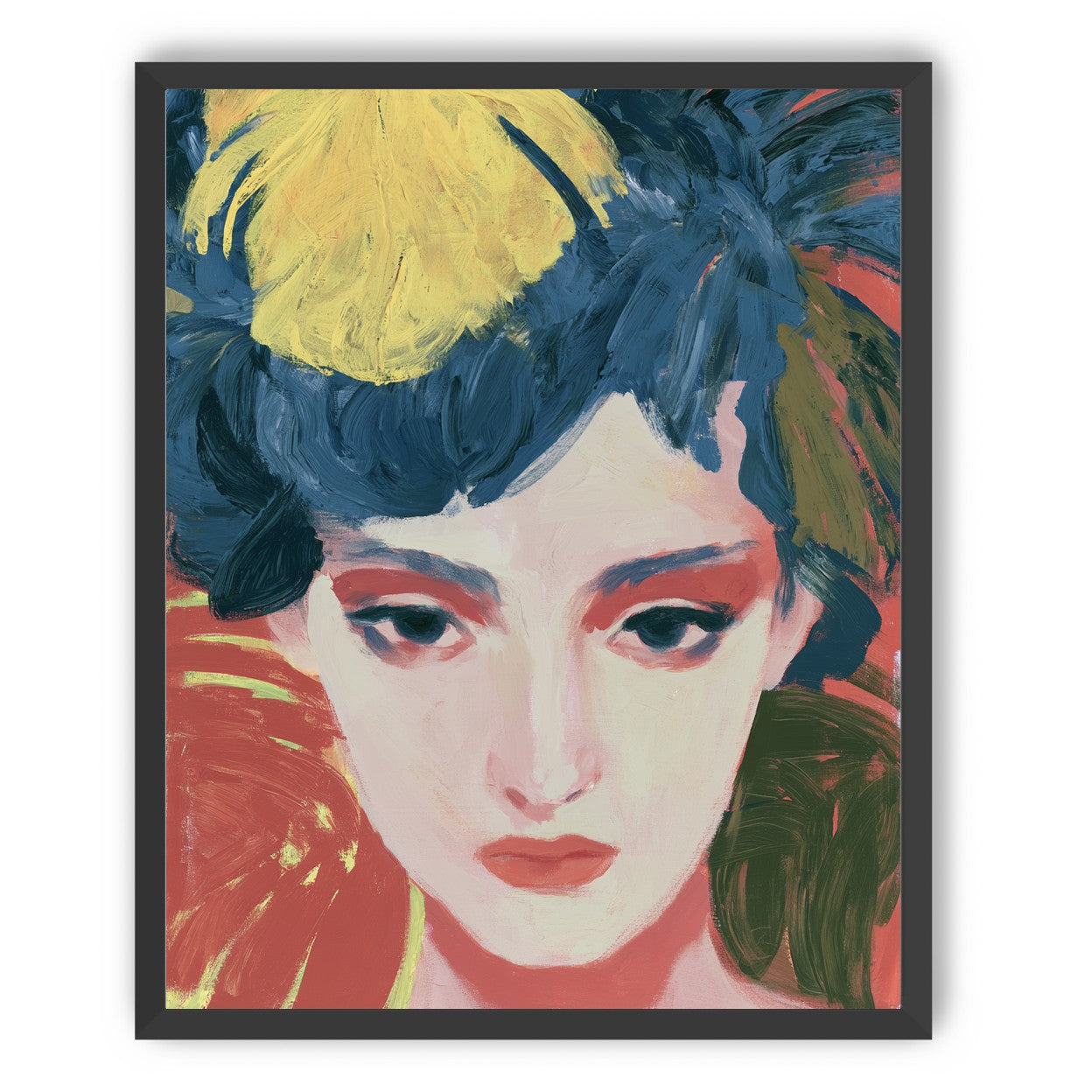 Yellow weight over her gaze