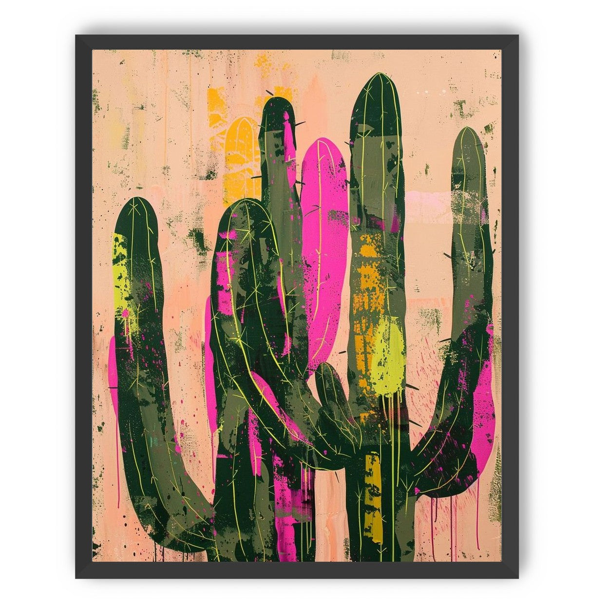 Neon pink on cactus green