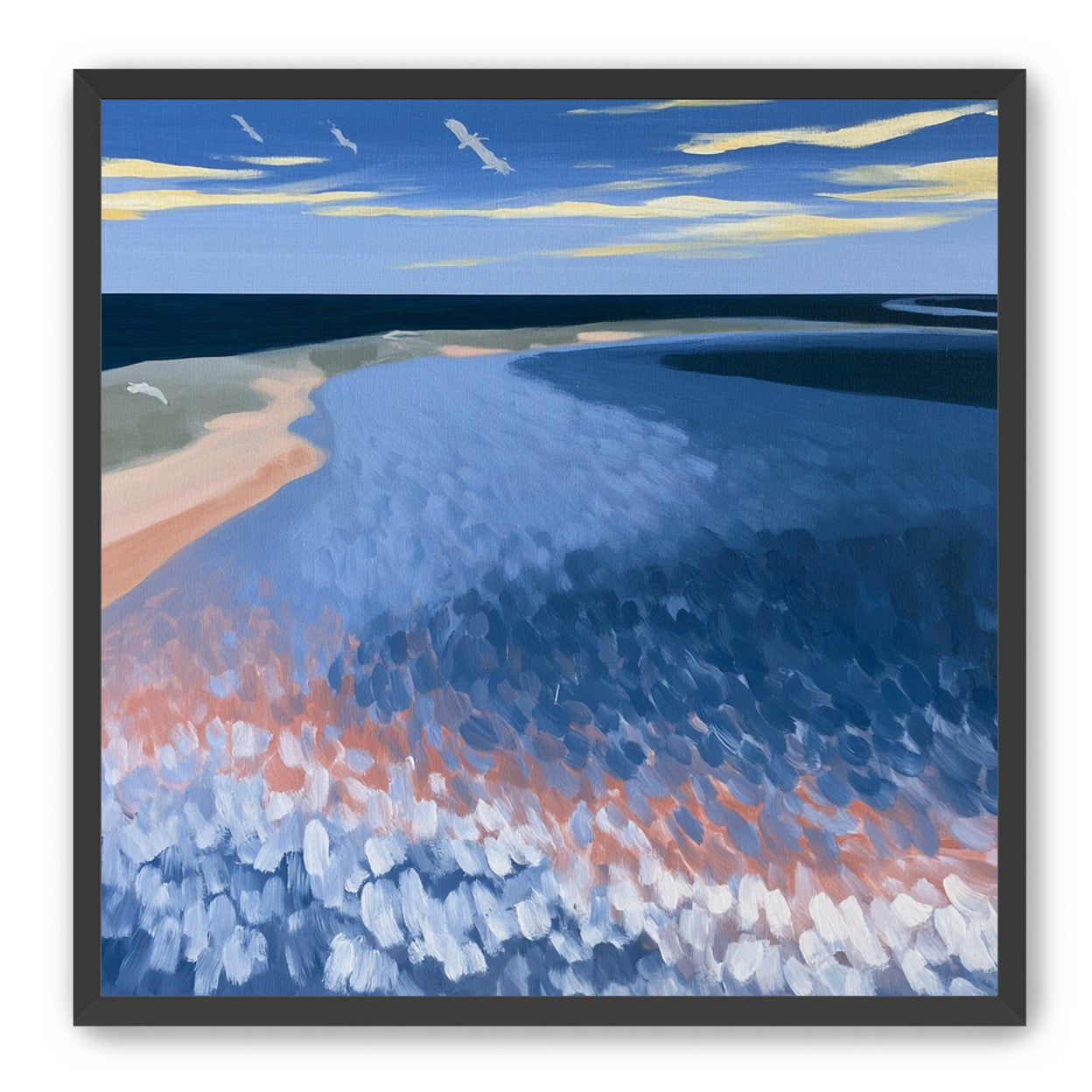 Pale sand in blue water