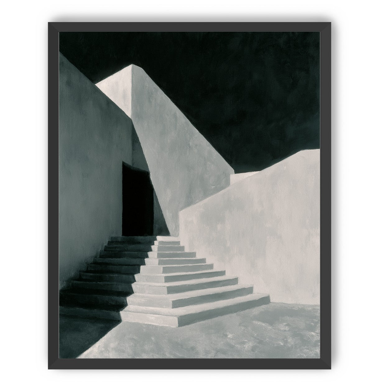 Stairs into the black doorway