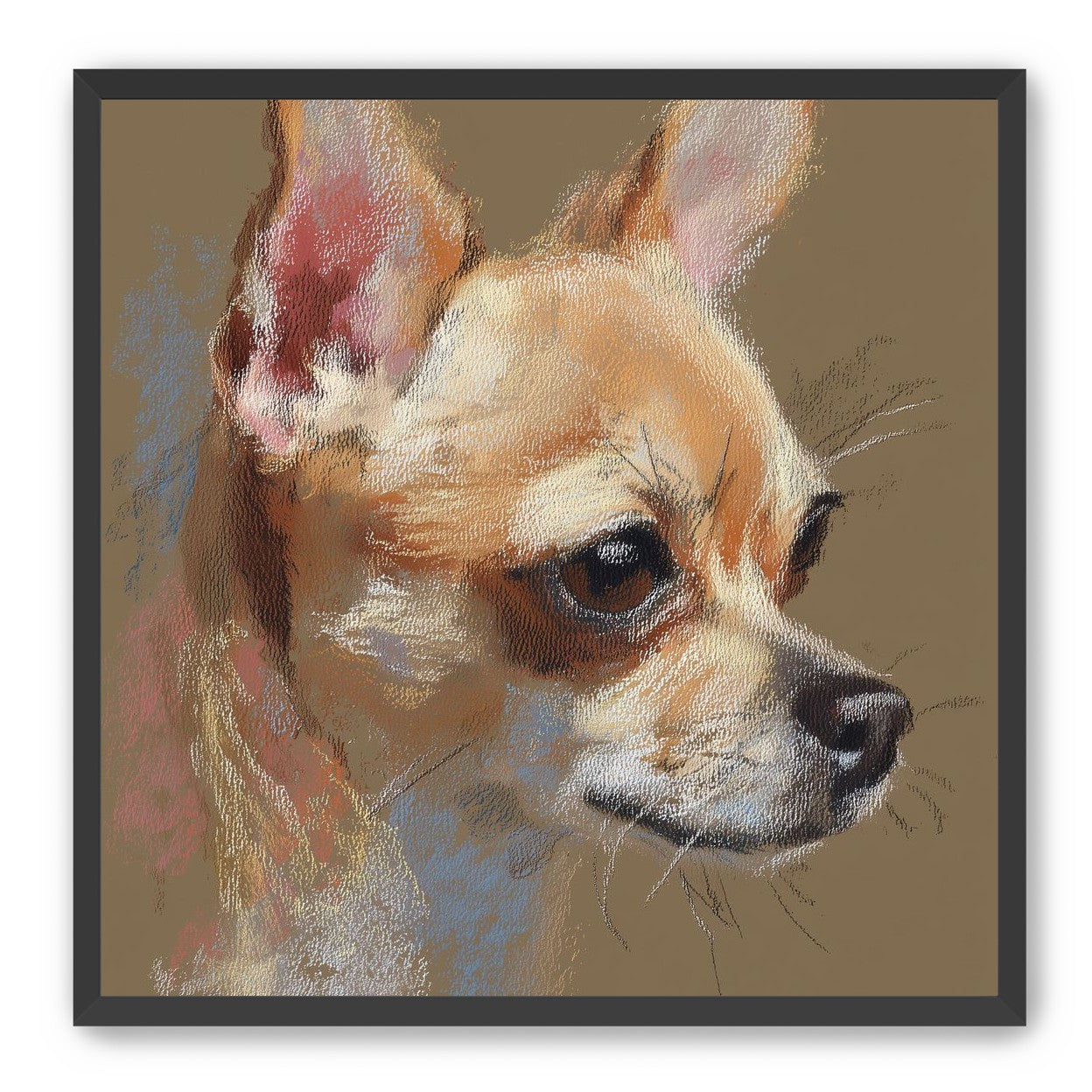 Pastel dog in profile