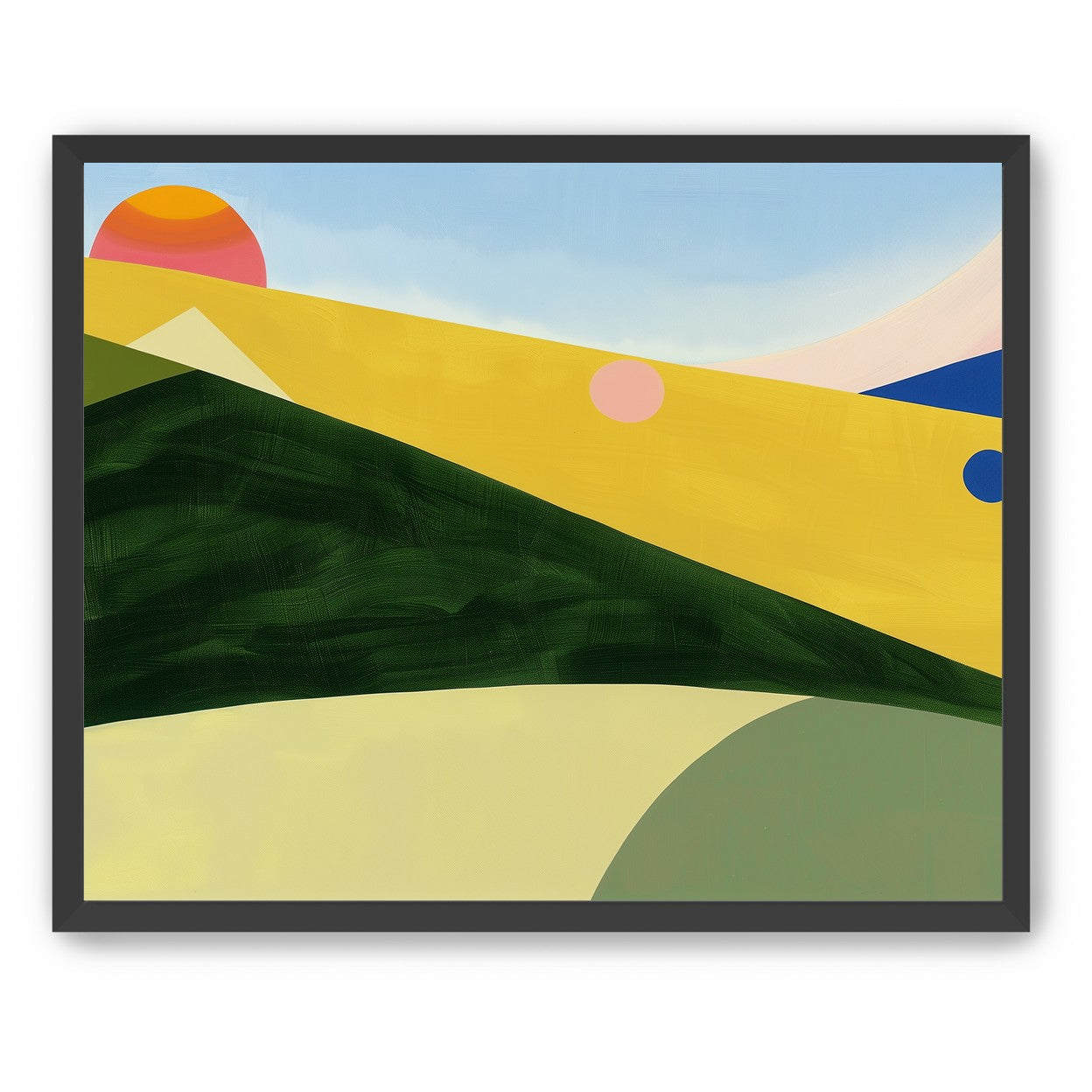 Three suns over rolling hills