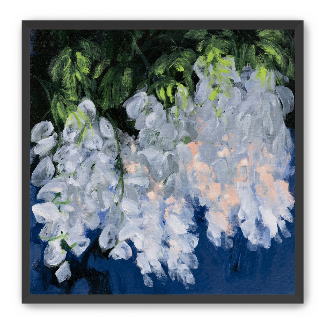White blooms in blue shade
