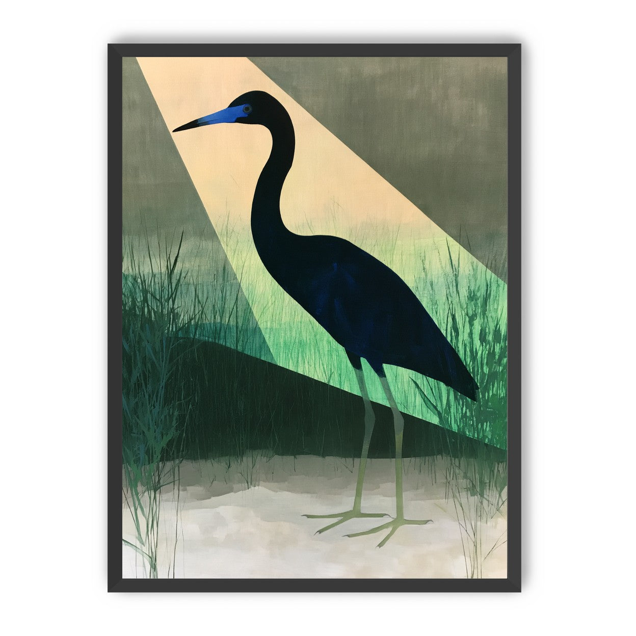 Blue beak in green light