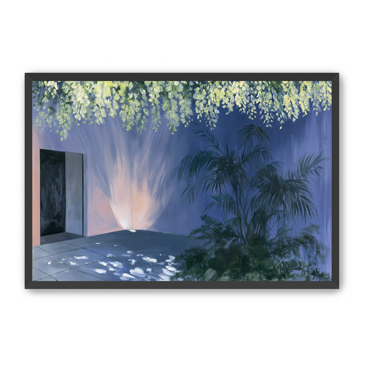 Light beneath hanging blossoms