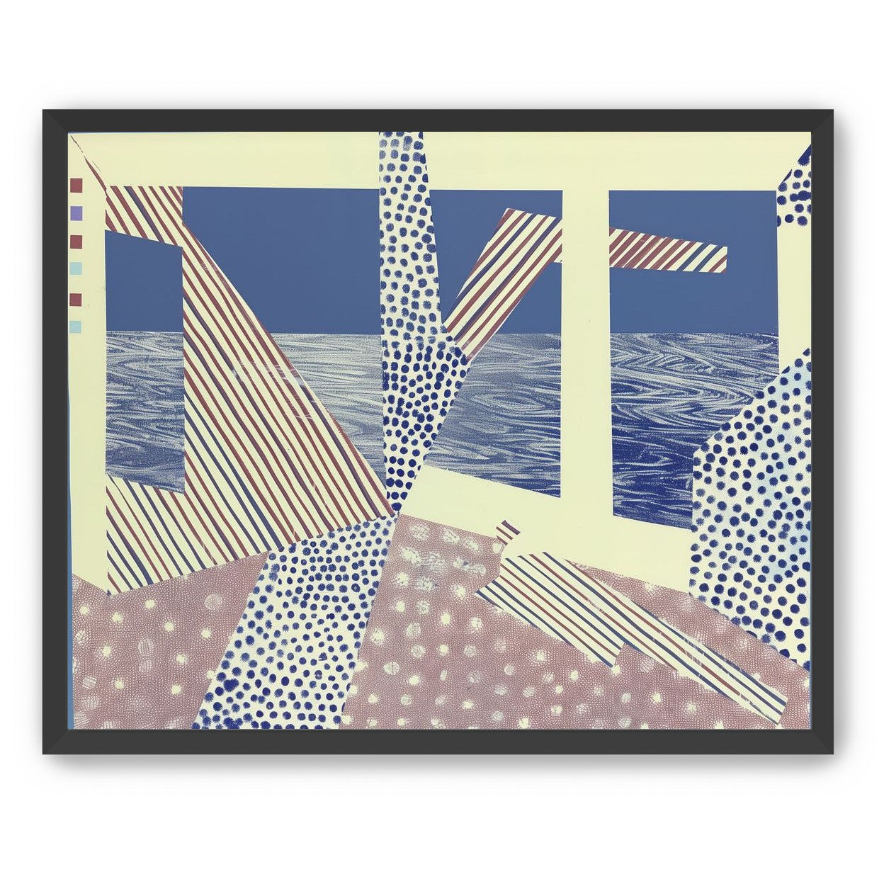 Stripes cut through dots