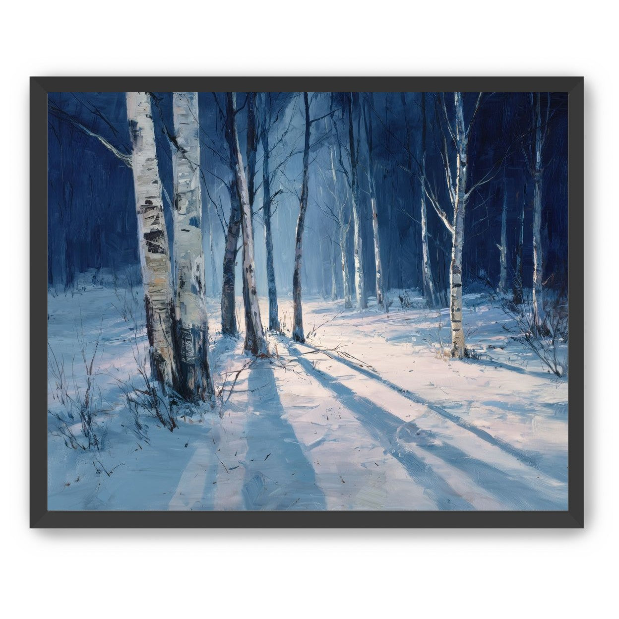Snow Shadows Between Trunks