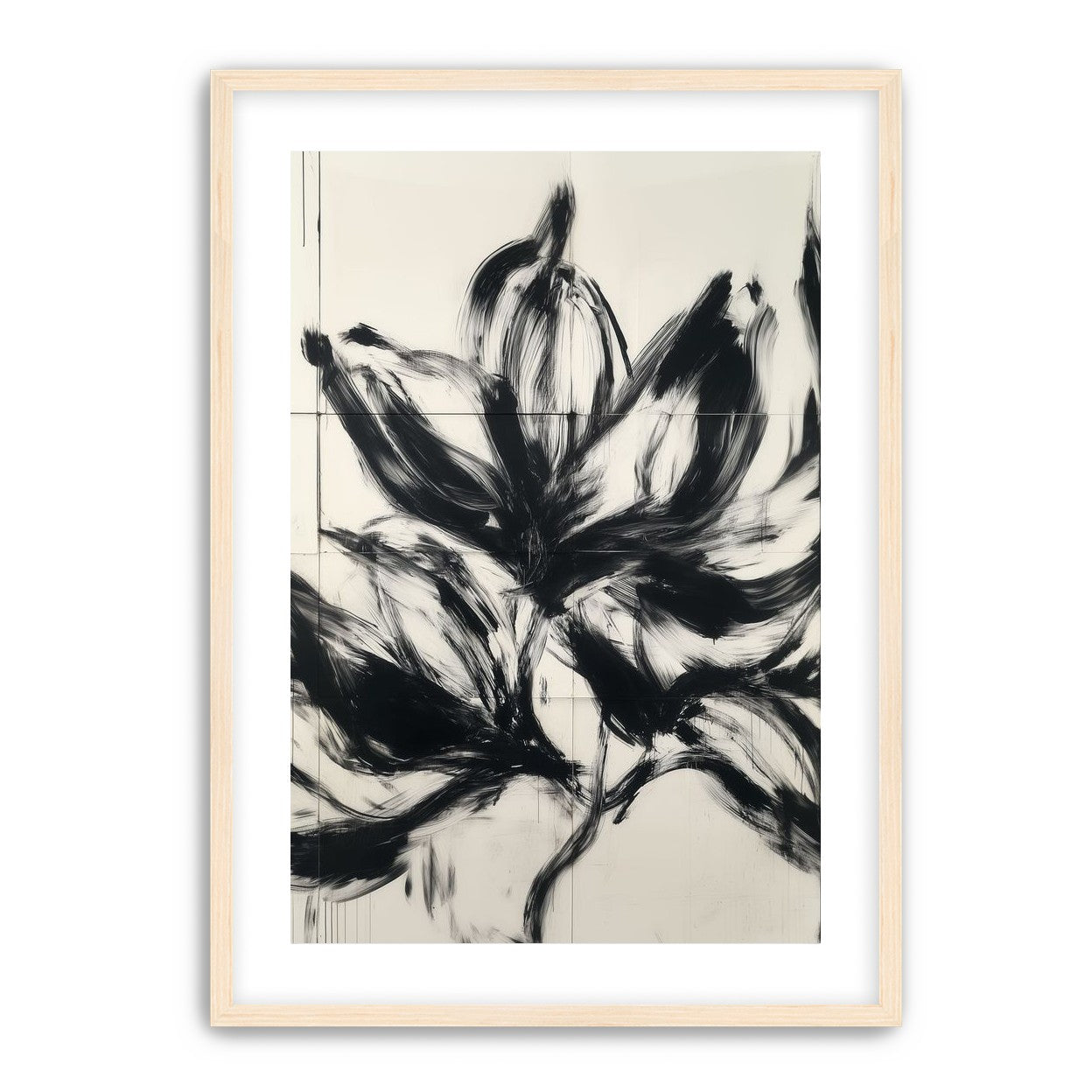Black petals on pale grid