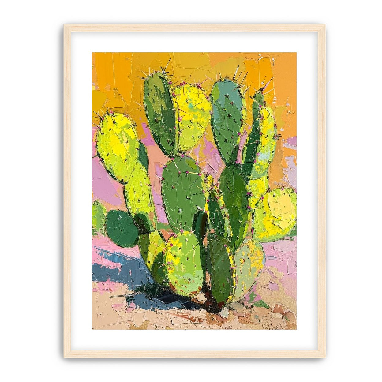 Thick paint on cactus pads