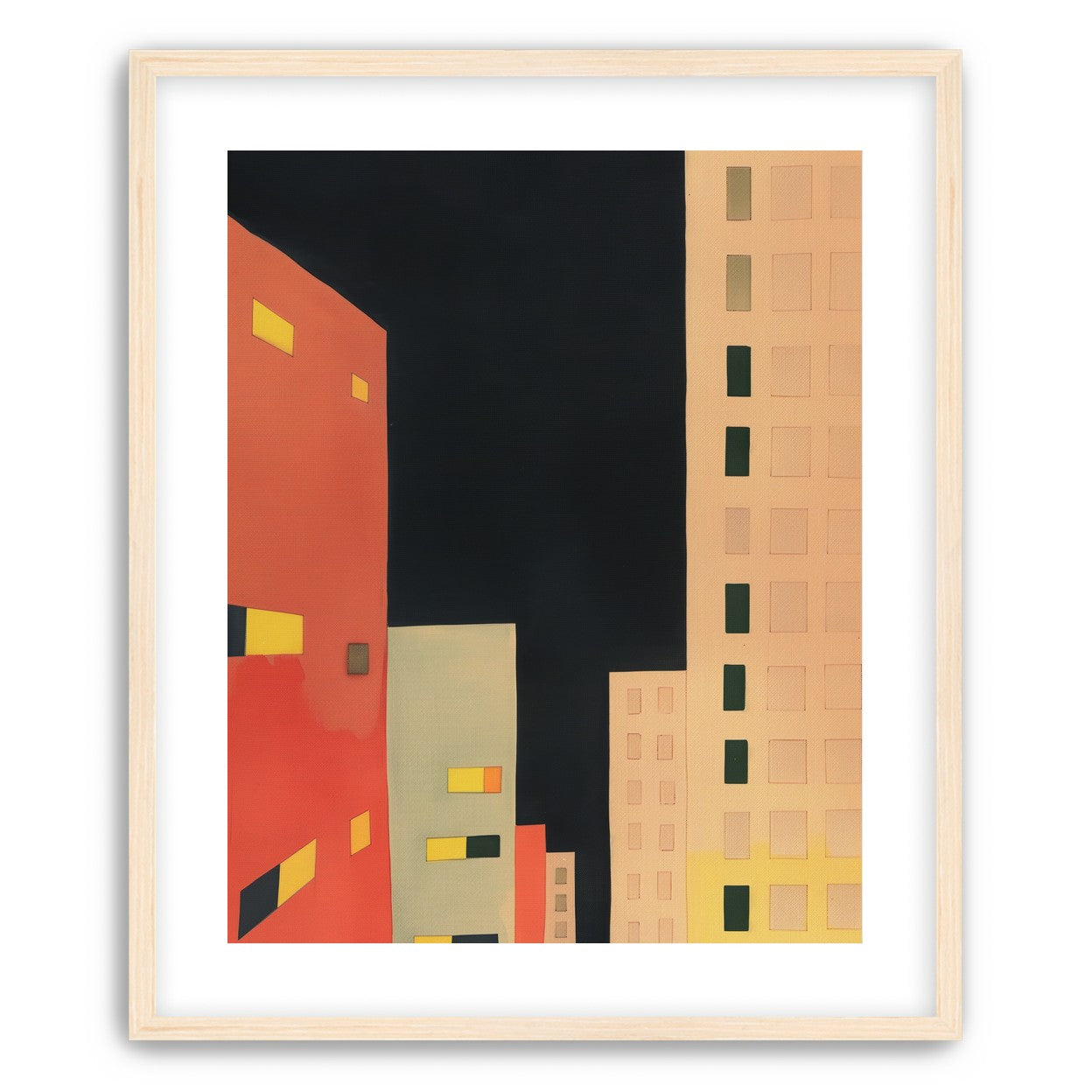 Lit windows in black sky