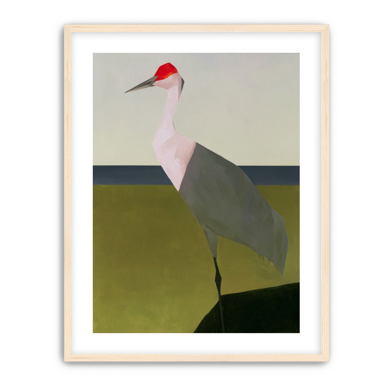 Red crown crane at the shore