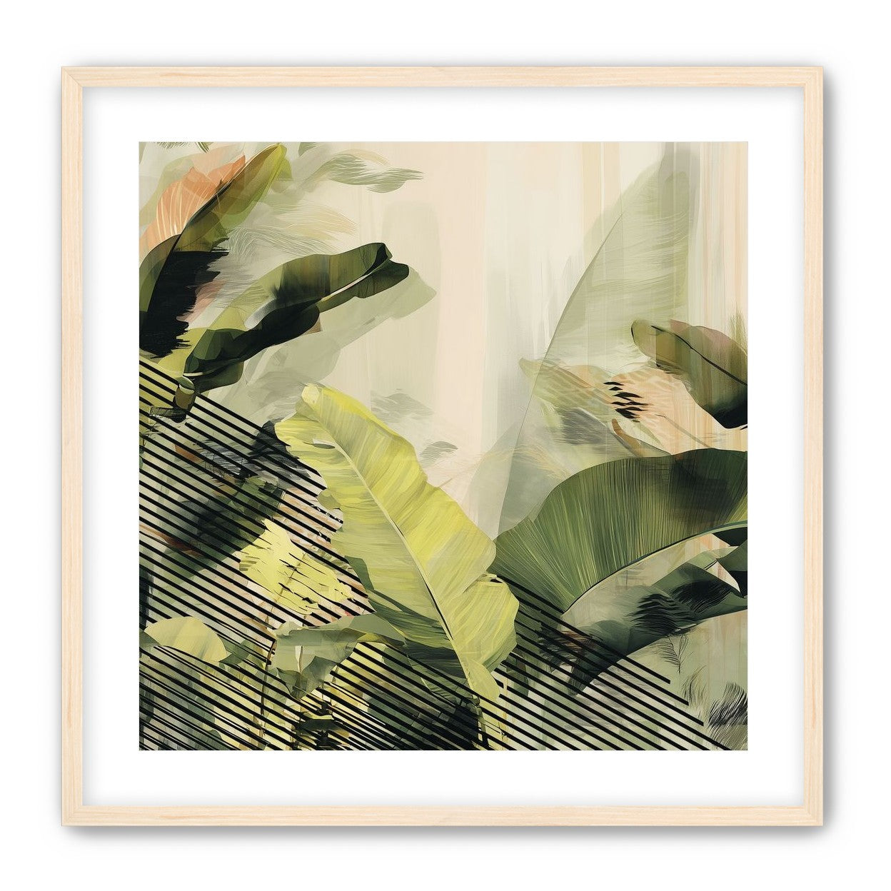 Green leaves over black stripes