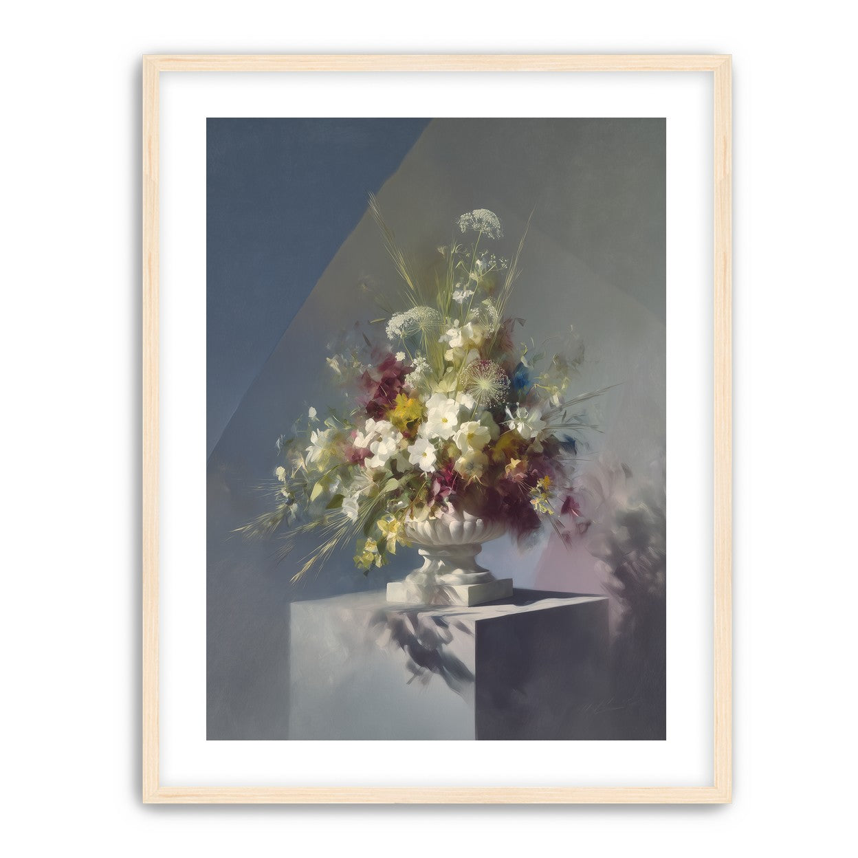 White urn within angled light