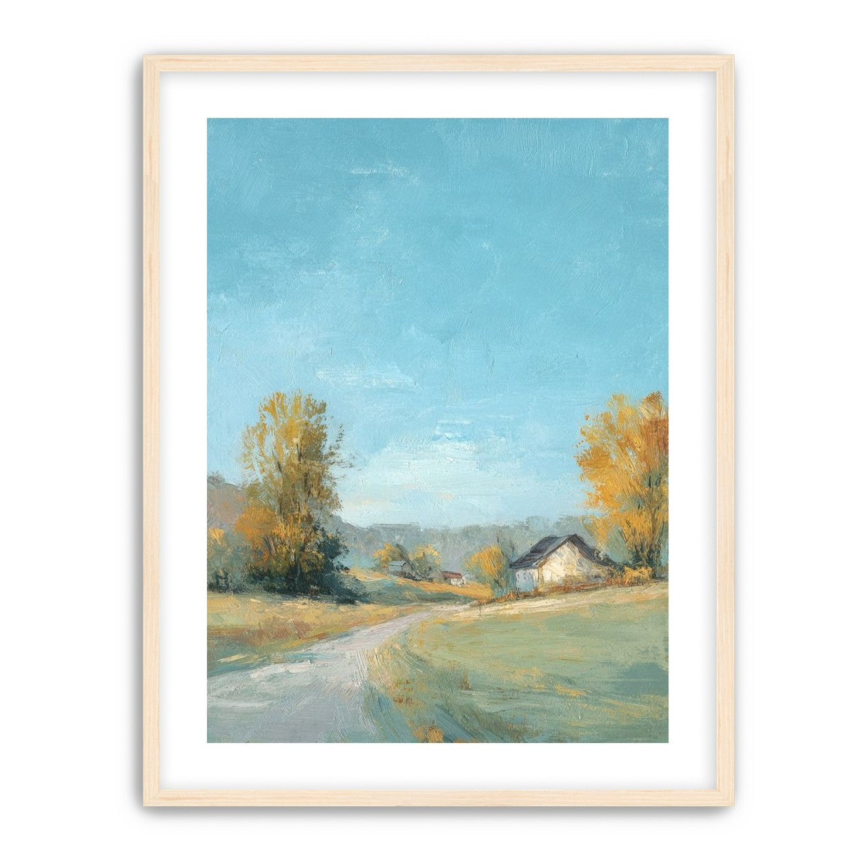 Blue sky over the farmhouse
