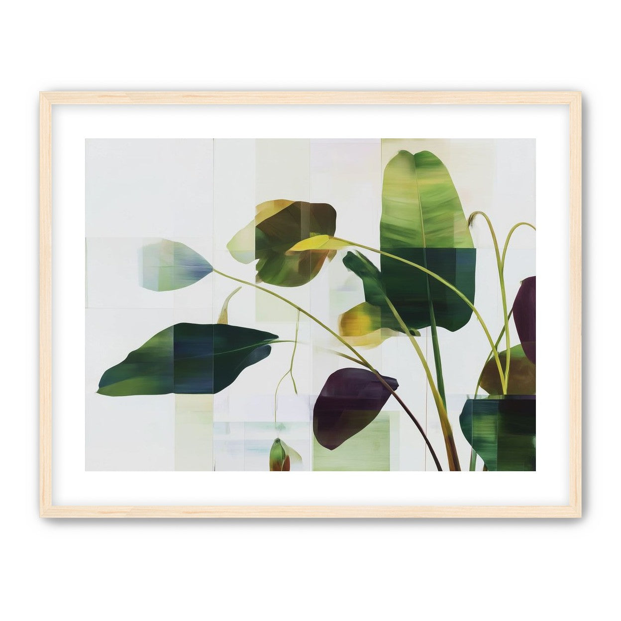 Stems crossing the pale grid
