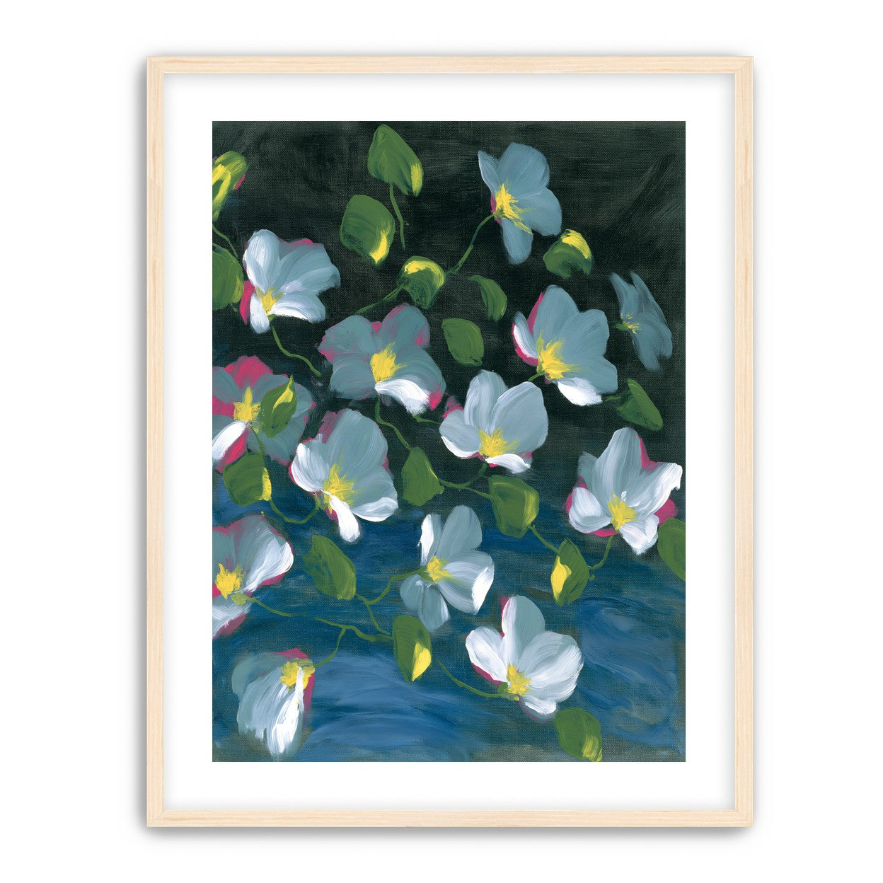 Pale blooms on black