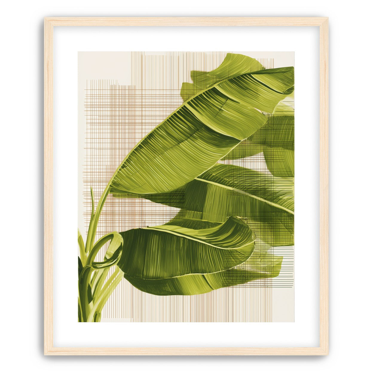 Banana leaves against the grid