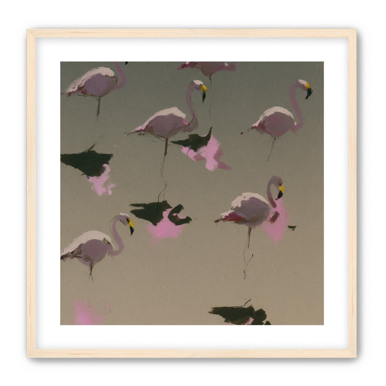 Flamingos in still water