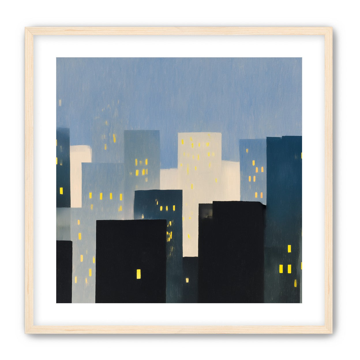 Soft windows in blue towers