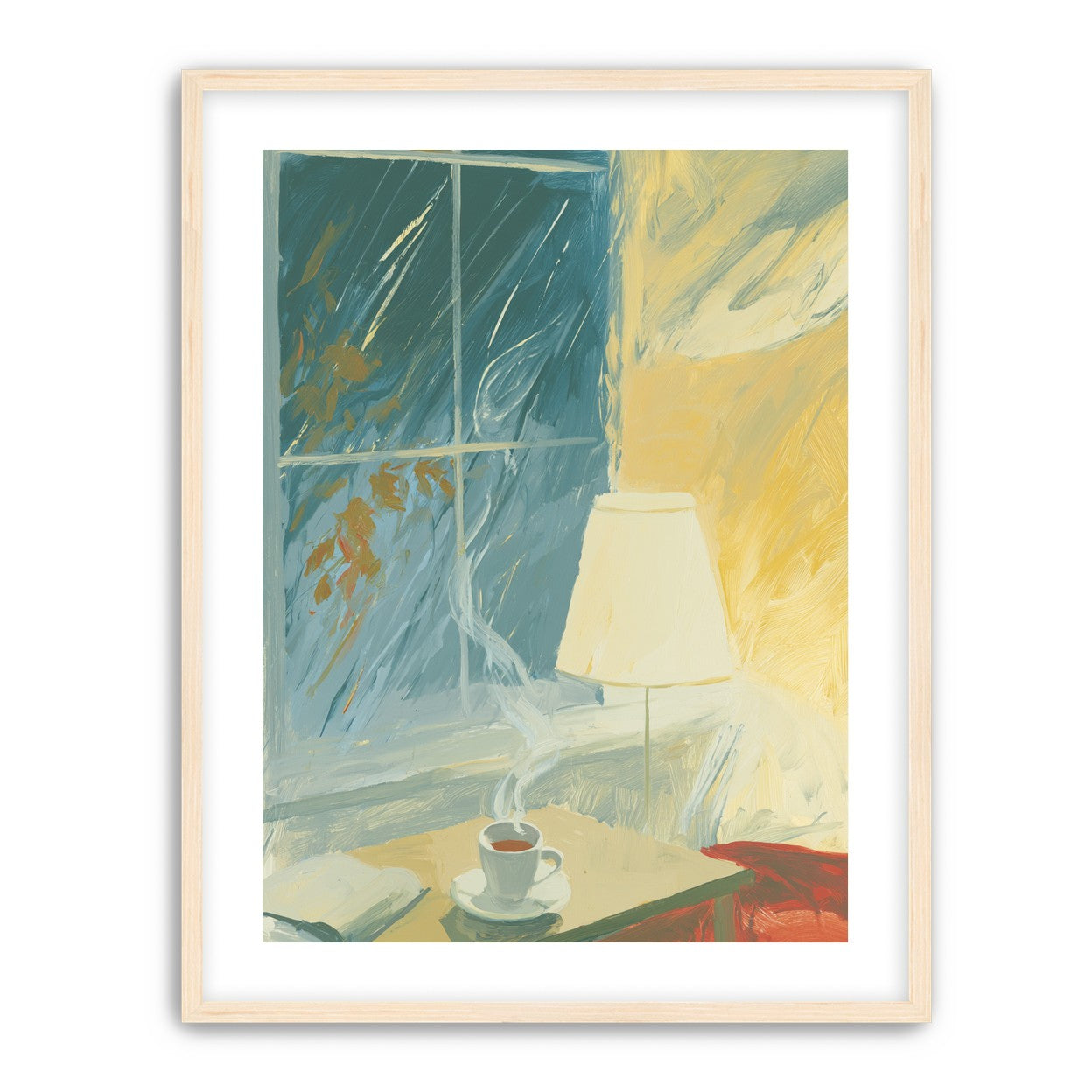 Steam against the rainy window