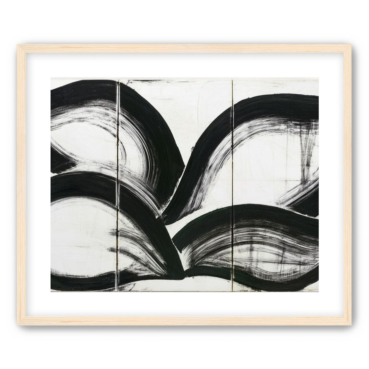 Black arcs across white panels