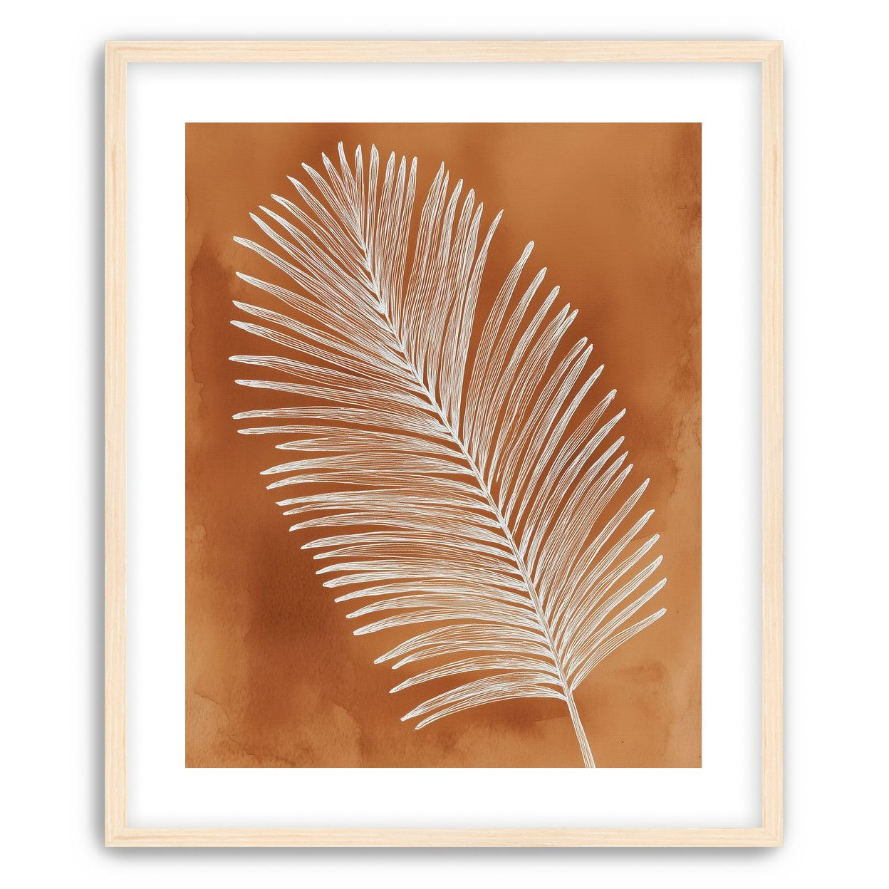 Palm frond in white ink