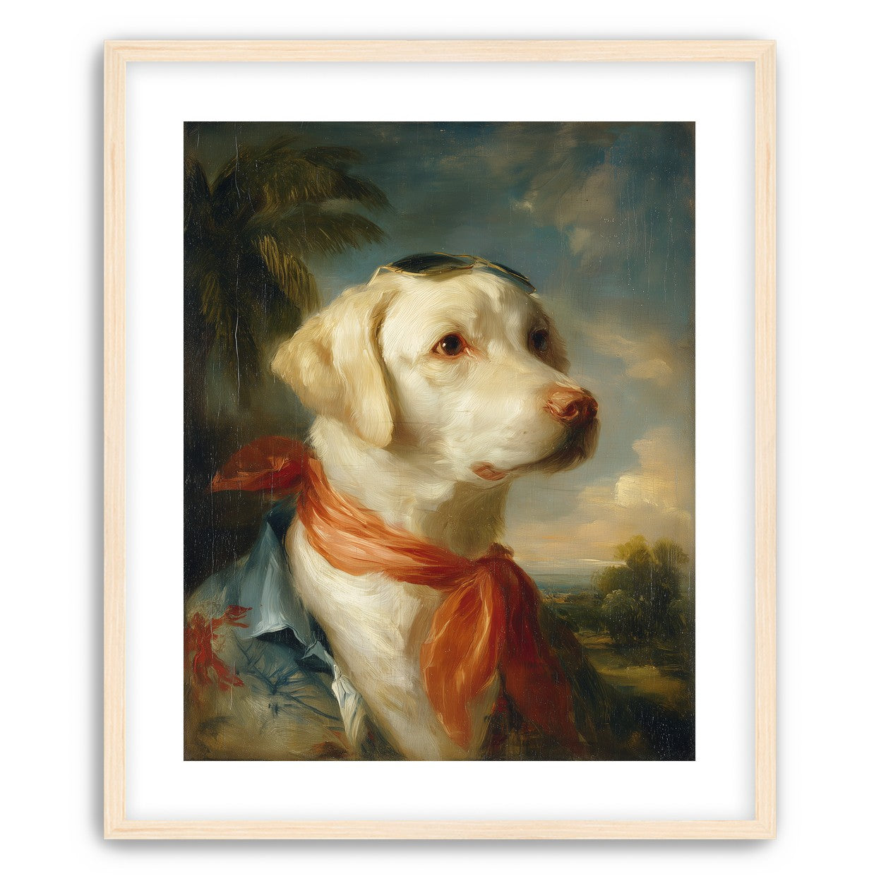 White dog in red scarf