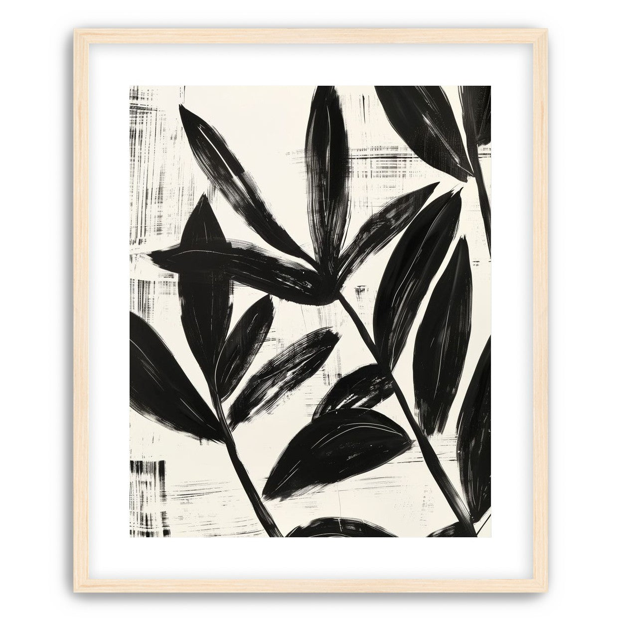 Black leaves on white grain