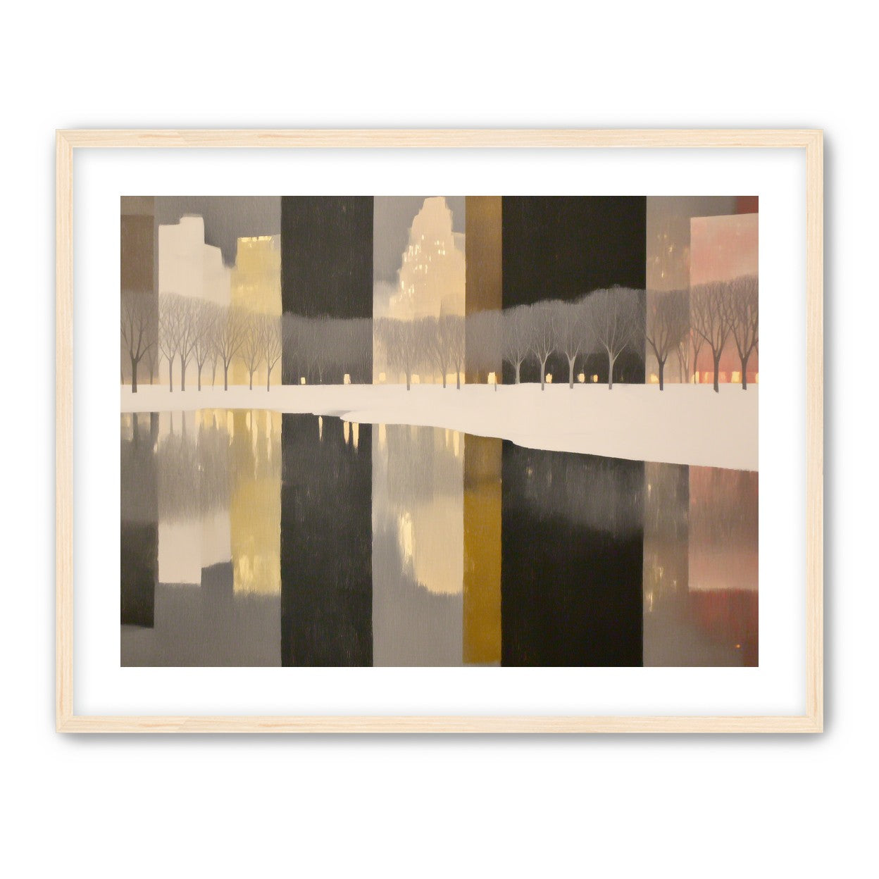 City lights in winter water