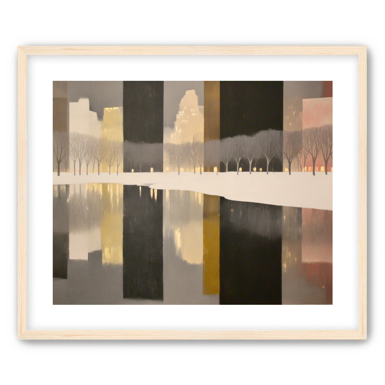 City lights in winter water