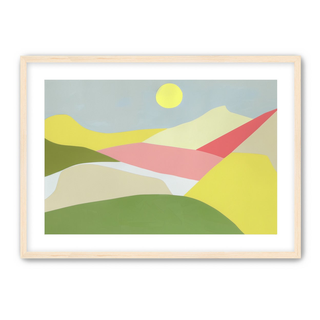 Yellow sun over red fields