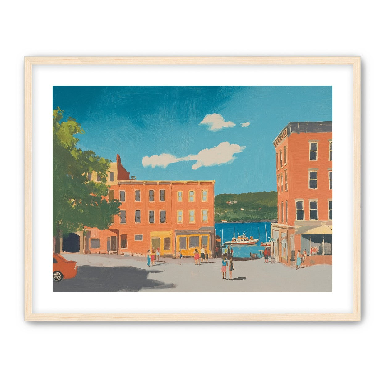 Sunlit street to the harbor