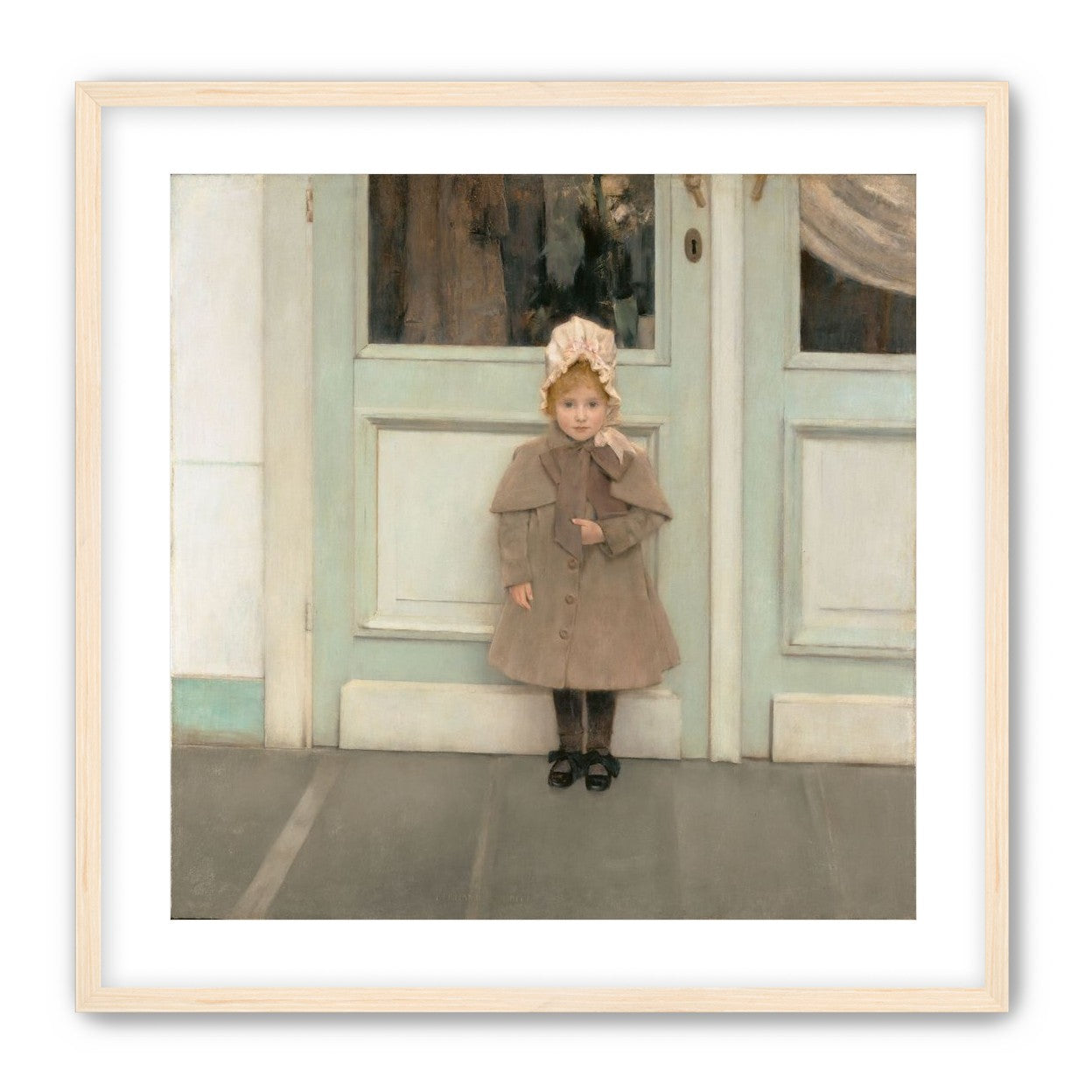 A child beneath pale doors
