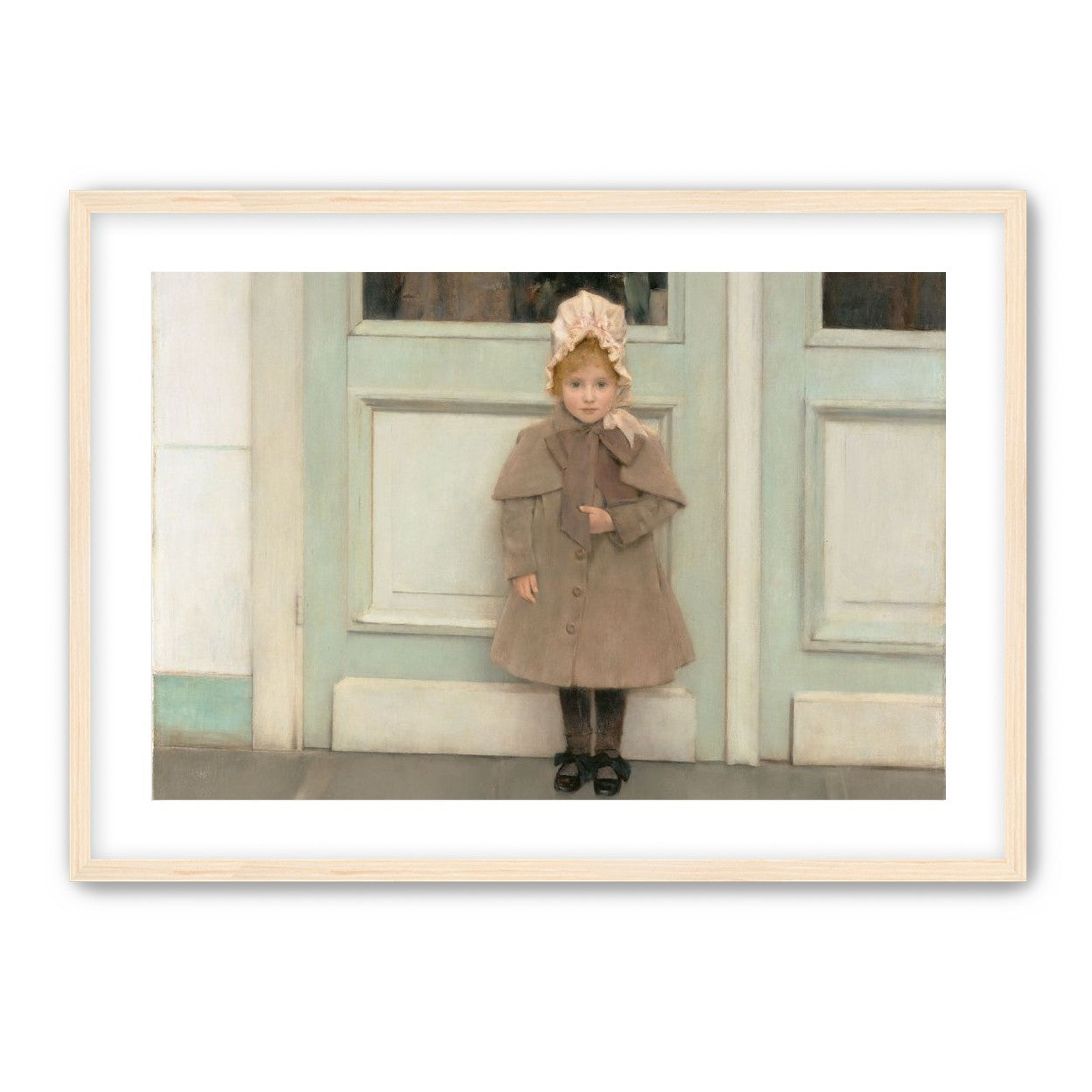 A child beneath pale doors