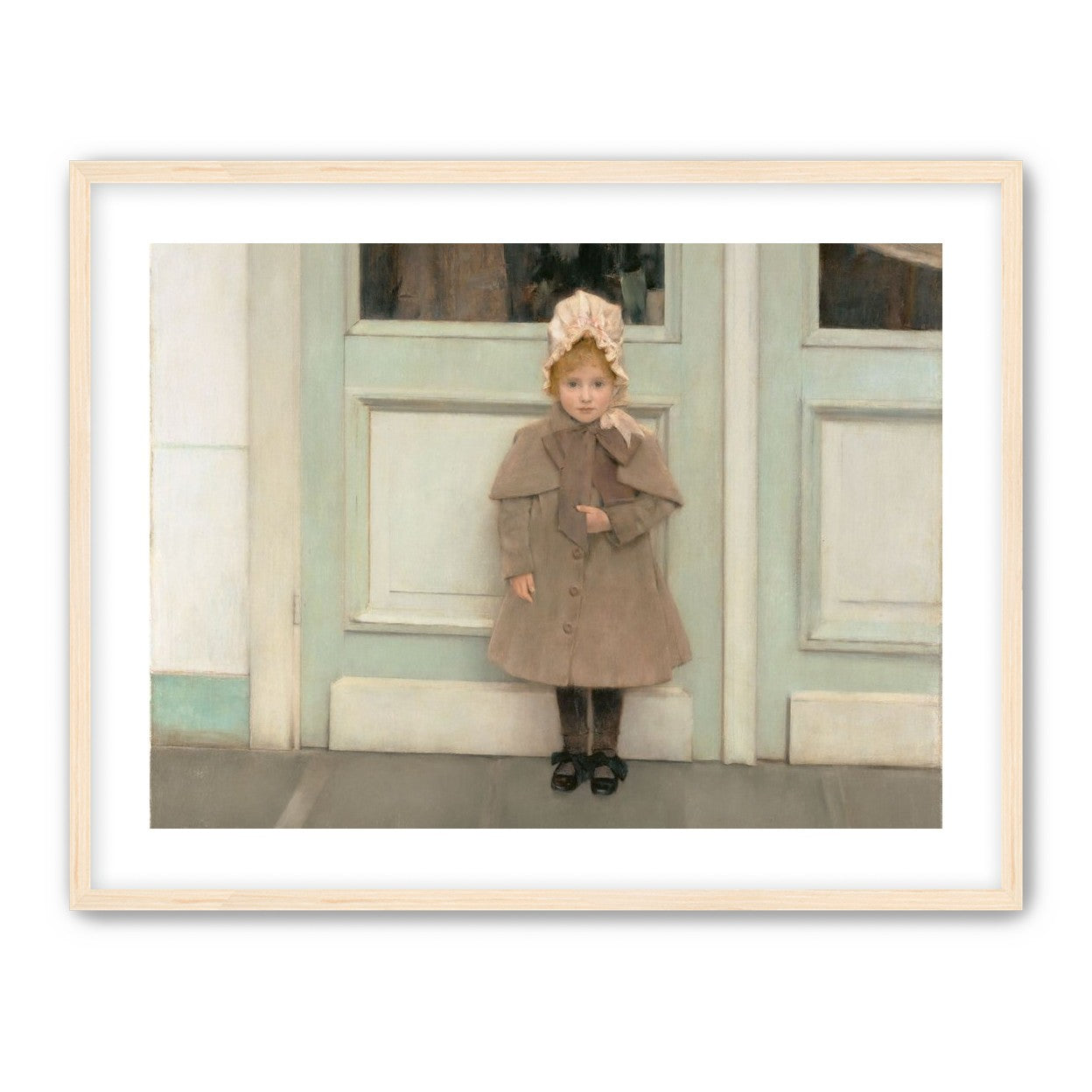 A child beneath pale doors