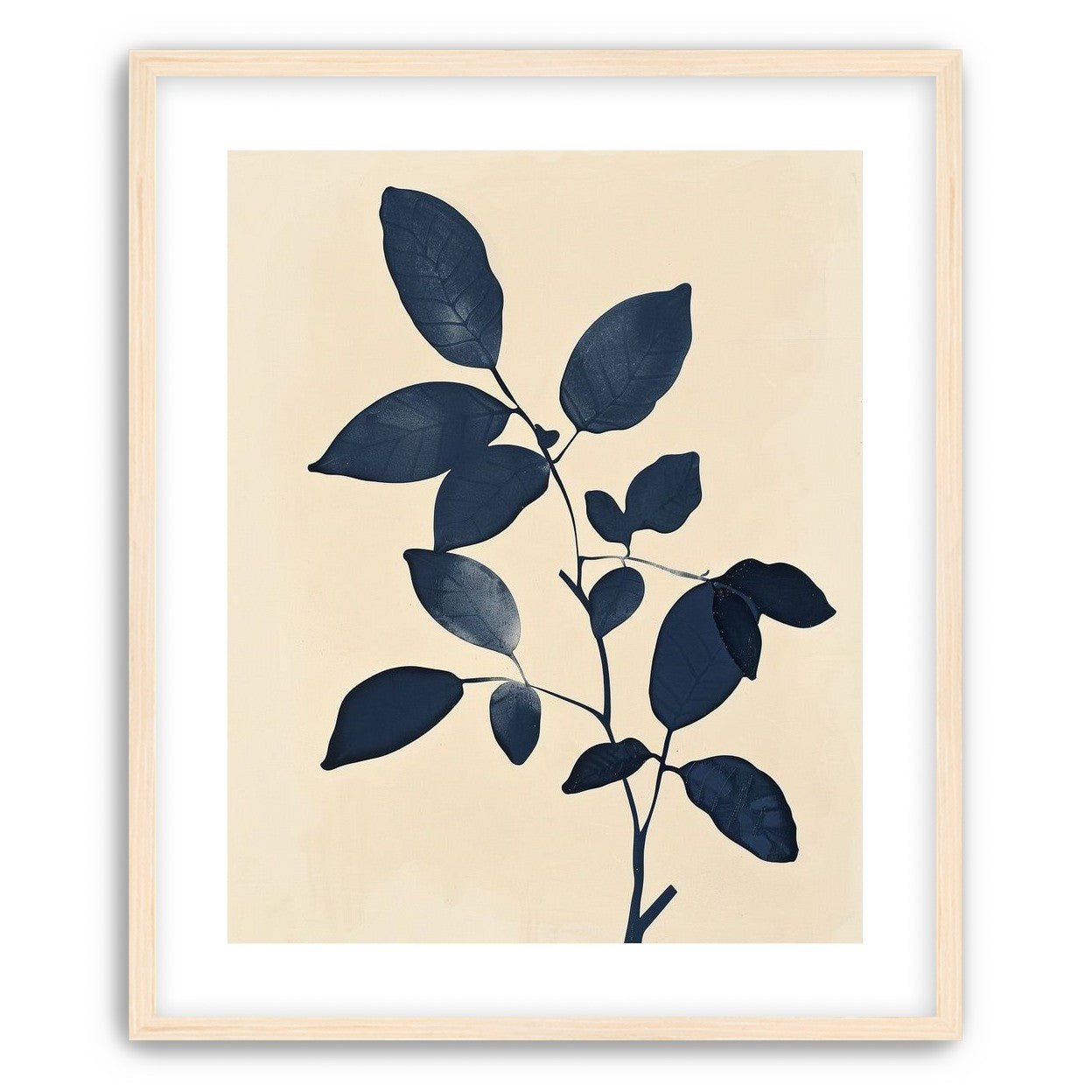 Indigo leaves on cream