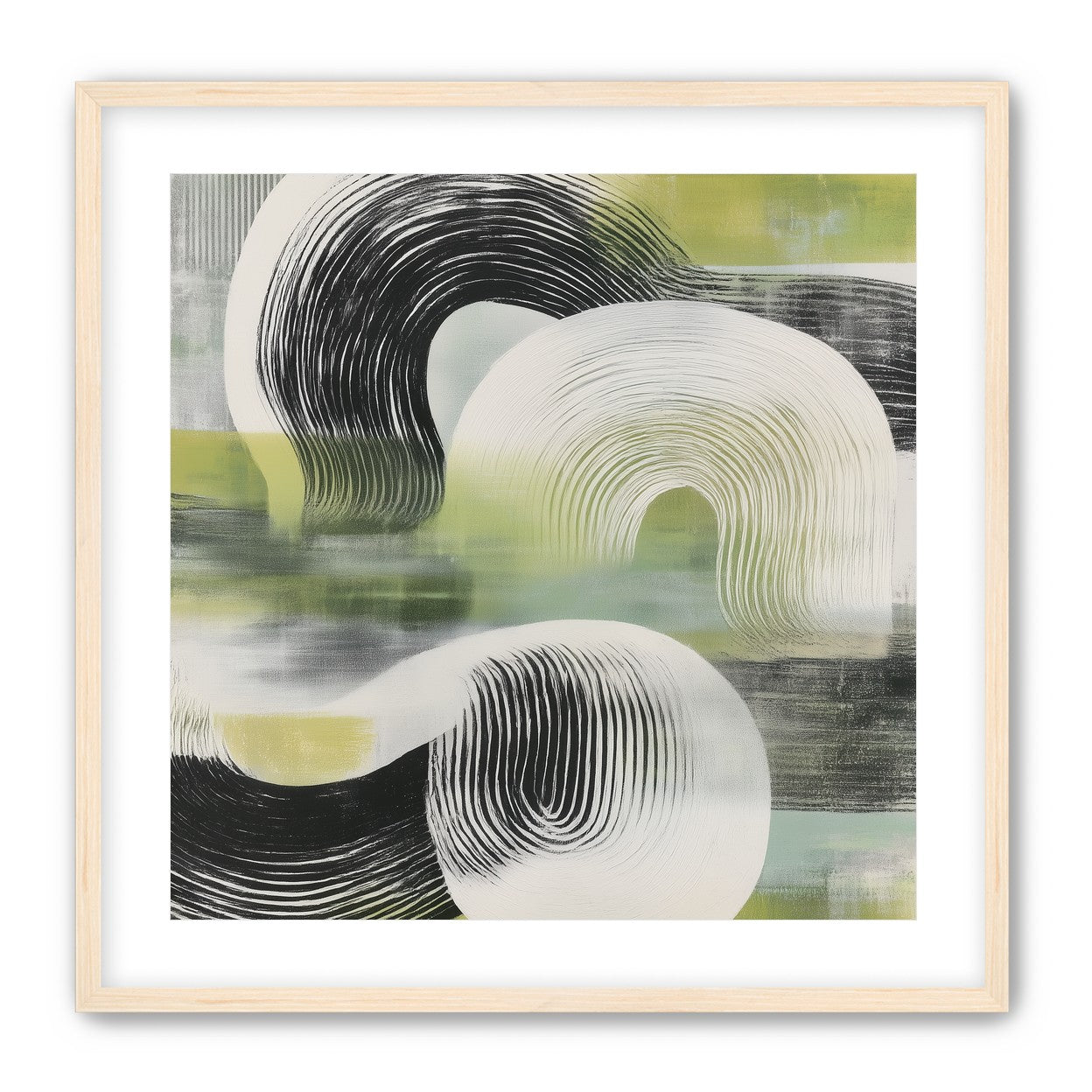 Curved bands across green fields