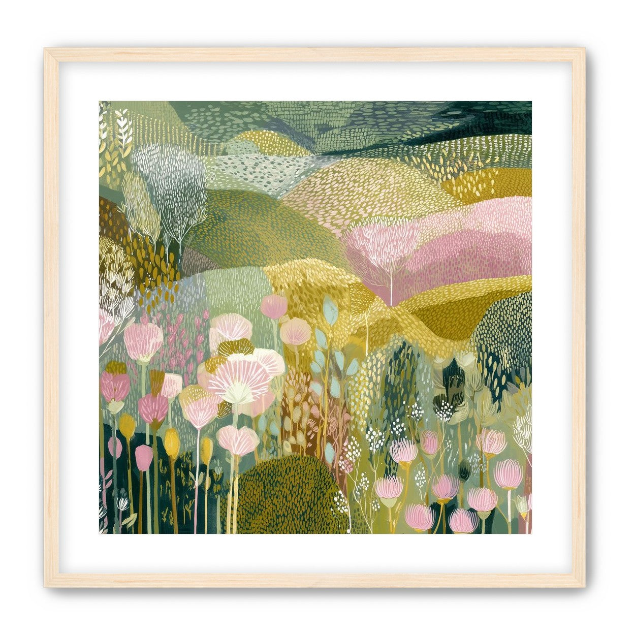 Patterned hills in bloom