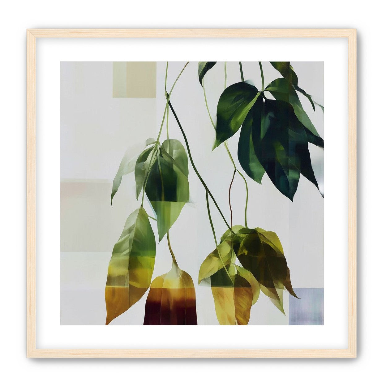 Green fading into amber leaves