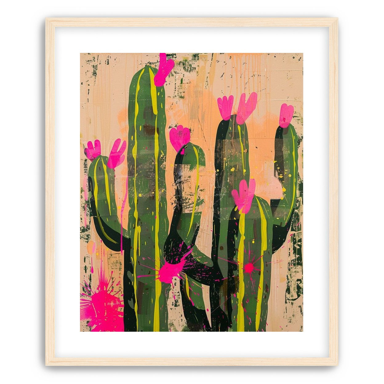Pink blooms on cacti