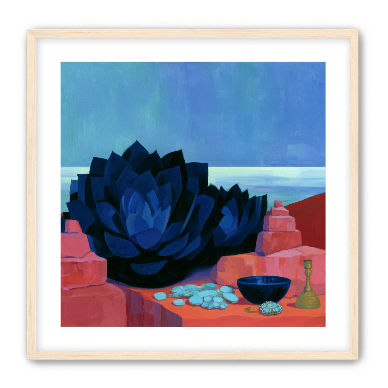 Blue flower in red light