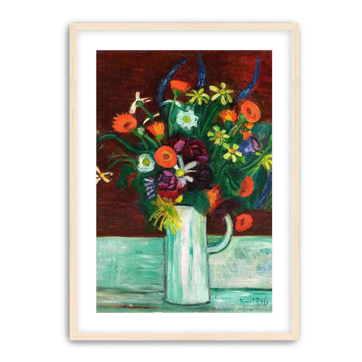 Flowers above the green table