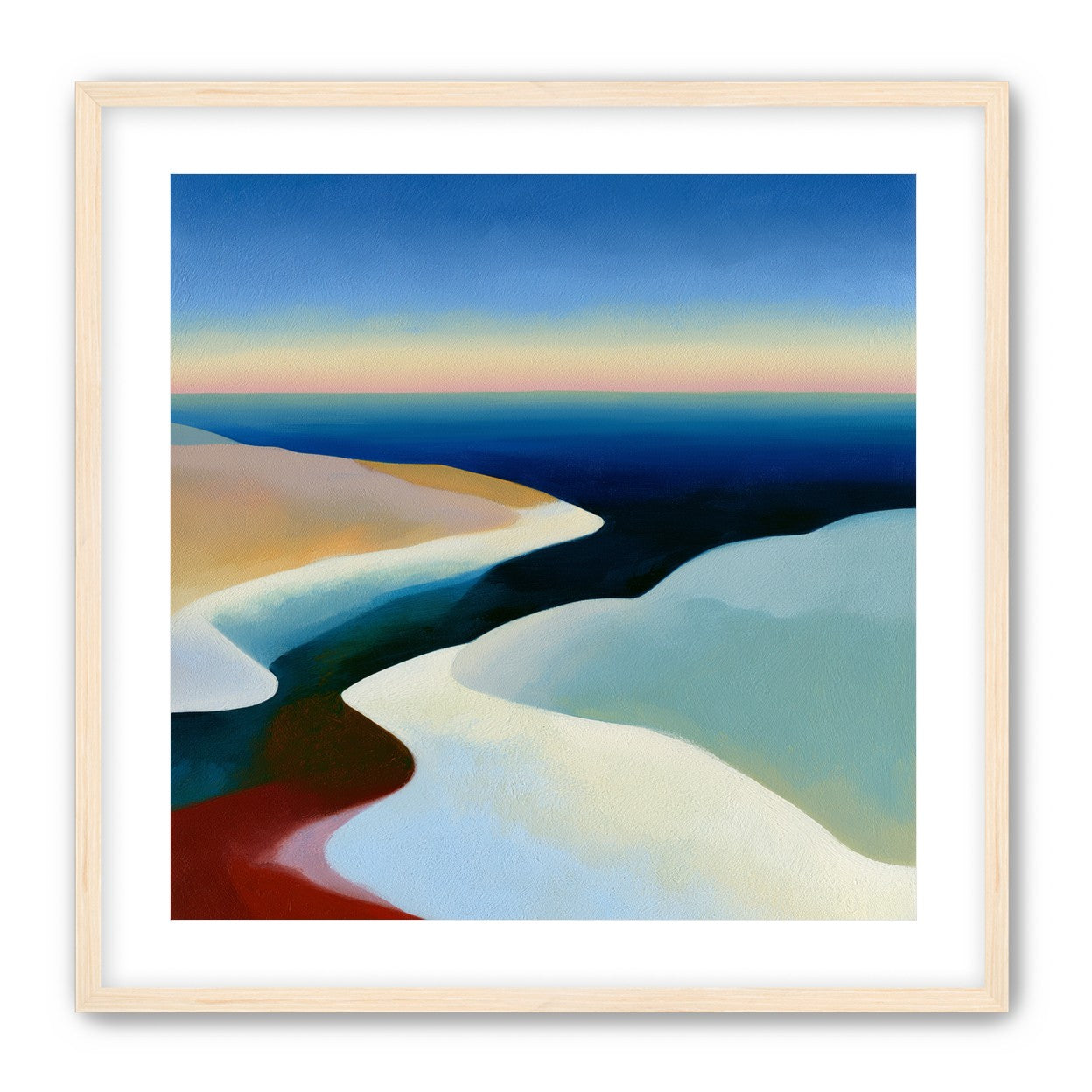 Blue sky over white dunes