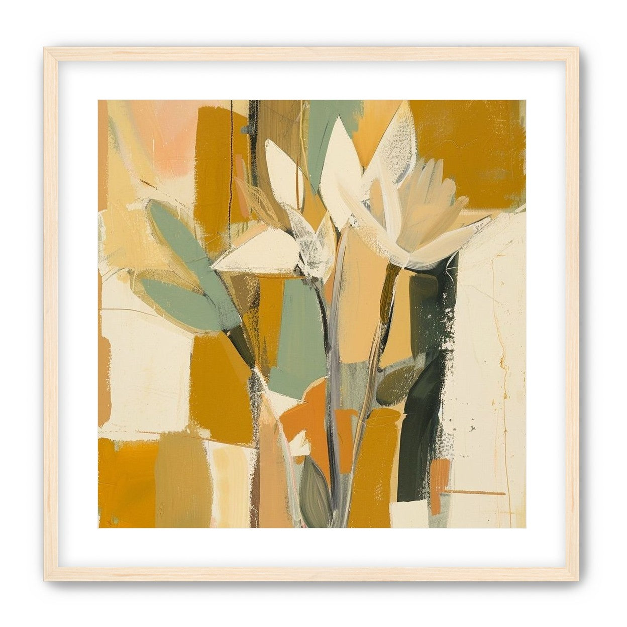 White flowers in ochre light